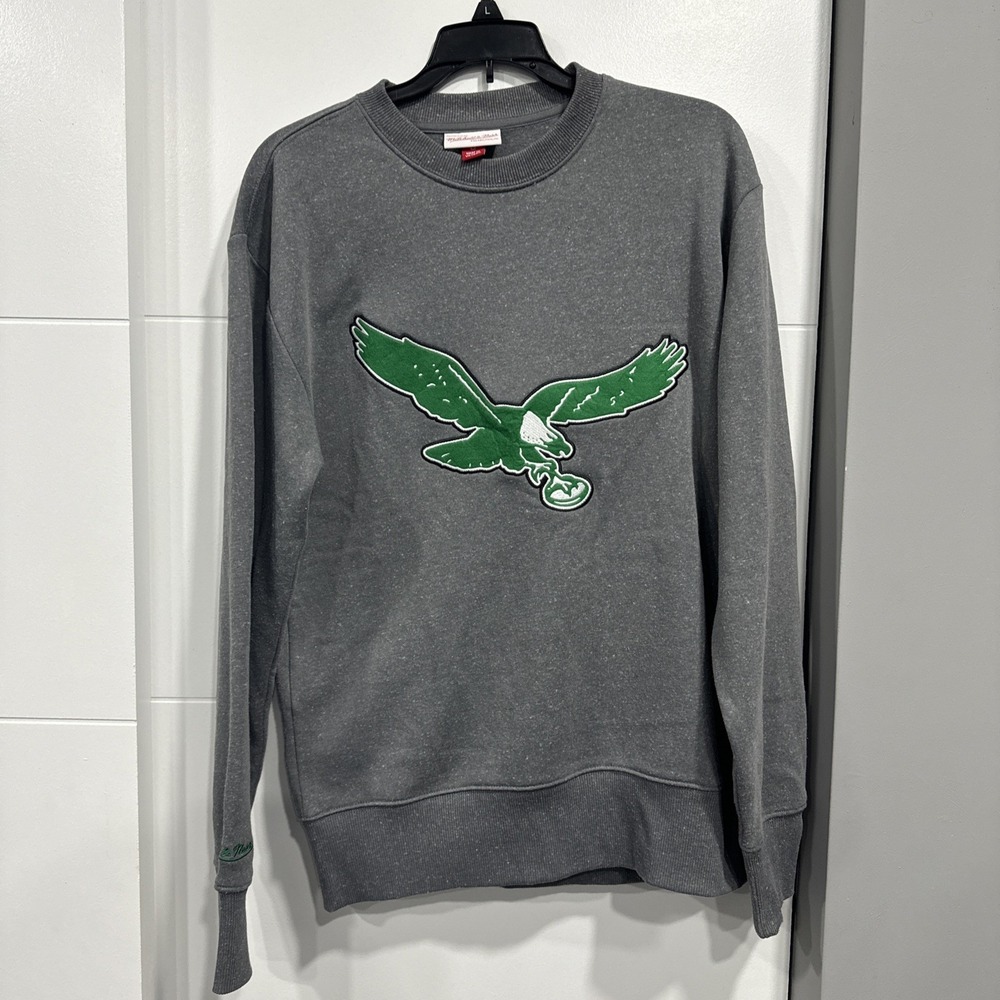 Men's Mitchell & Ness NFL Philadelphia Eagles Pullover Sweatshirt Gray Small